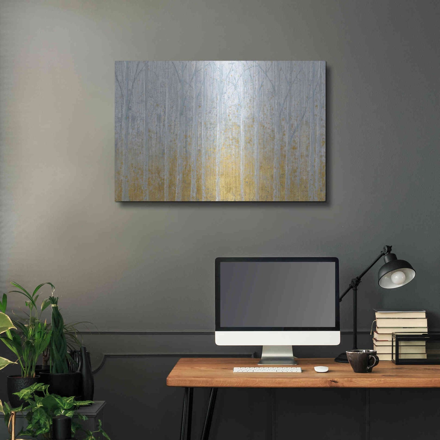 Luxe Metal Art 'Silver Water GOLD' by James Wiens, Metal Wall Art,36x24