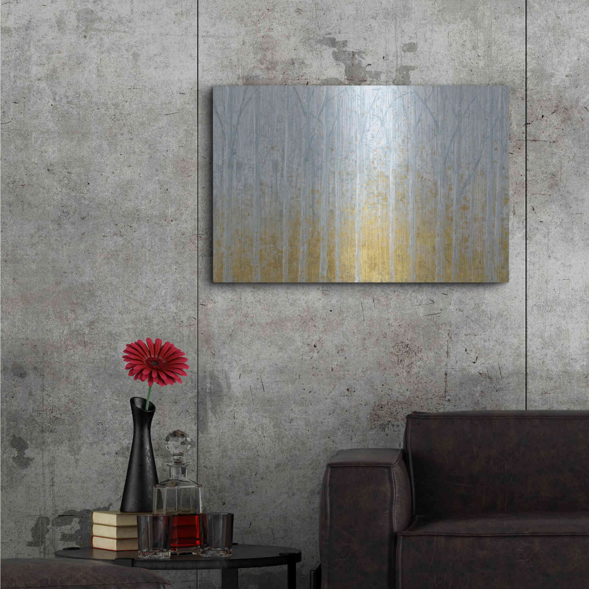 Luxe Metal Art 'Silver Water GOLD' by James Wiens, Metal Wall Art,36x24