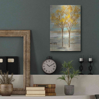 Luxe Metal Art 'Golden Tree and Fog II' by Silvia Vassileva, Metal Wall Art,12x16