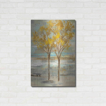 Luxe Metal Art 'Golden Tree and Fog II' by Silvia Vassileva, Metal Wall Art,24x36