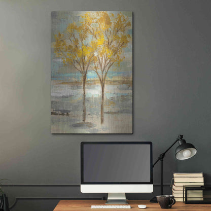 Luxe Metal Art 'Golden Tree and Fog II' by Silvia Vassileva, Metal Wall Art,24x36