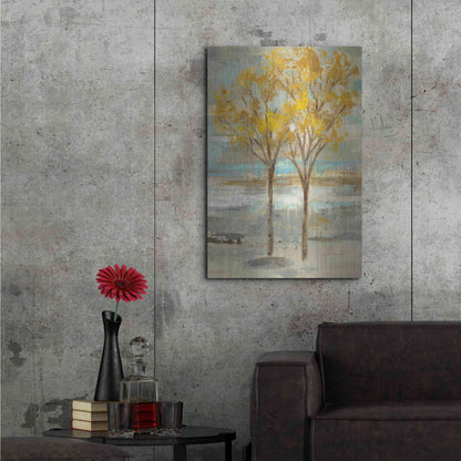 Luxe Metal Art 'Golden Tree and Fog II' by Silvia Vassileva, Metal Wall Art,24x36