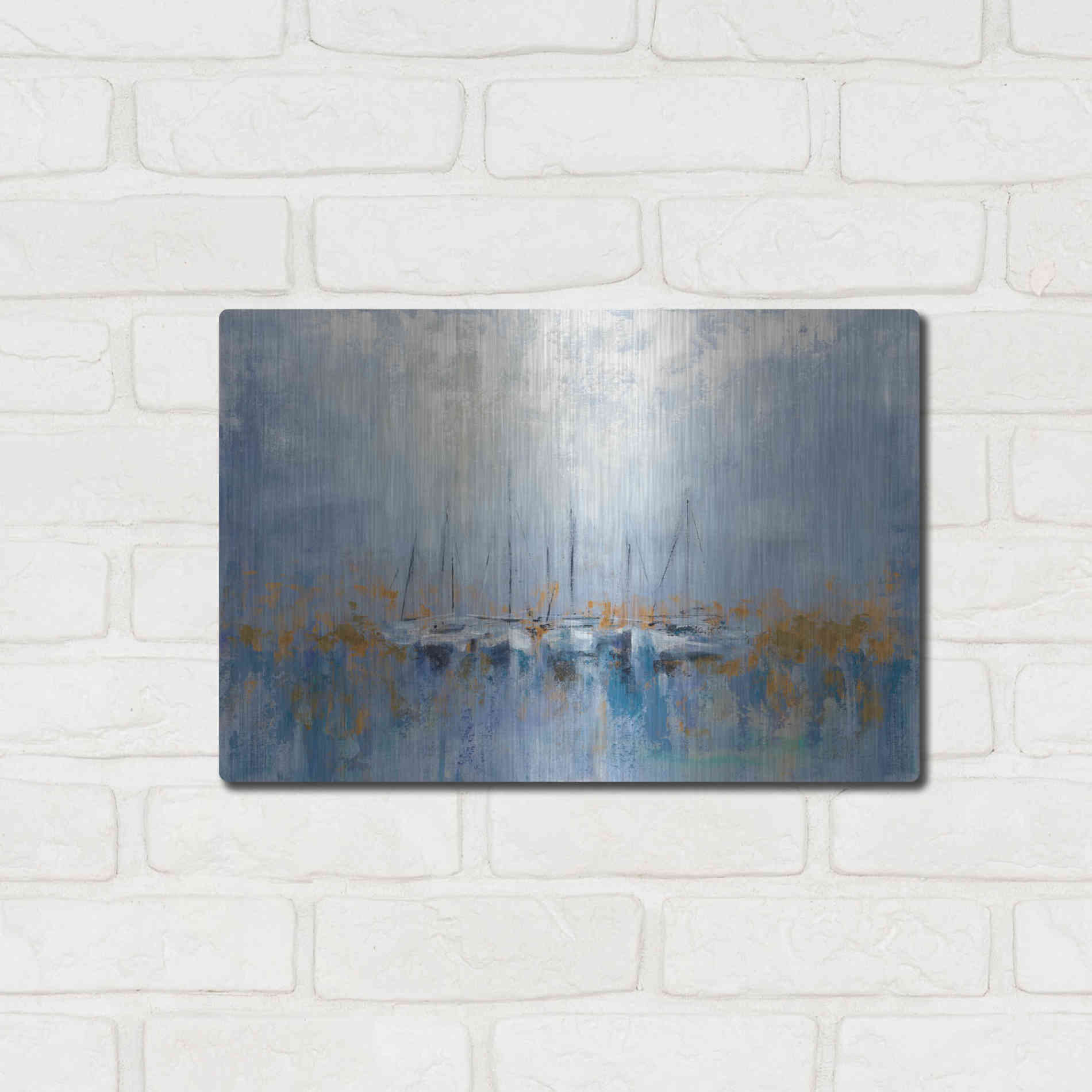 Luxe Metal Art 'Boats in the Harbor' by Silvia Vassileva, Metal Wall Art,16x12