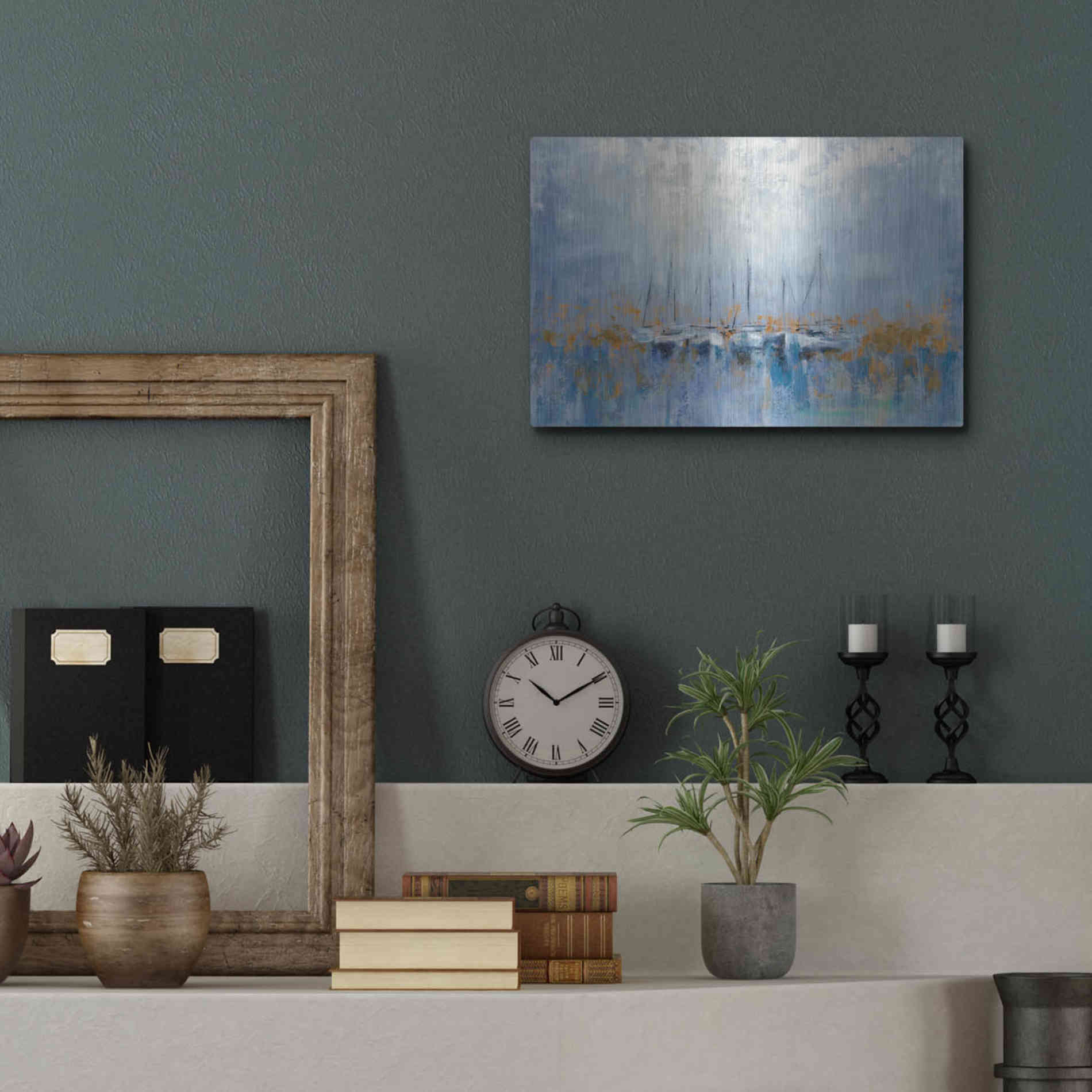 Luxe Metal Art 'Boats in the Harbor' by Silvia Vassileva, Metal Wall Art,16x12