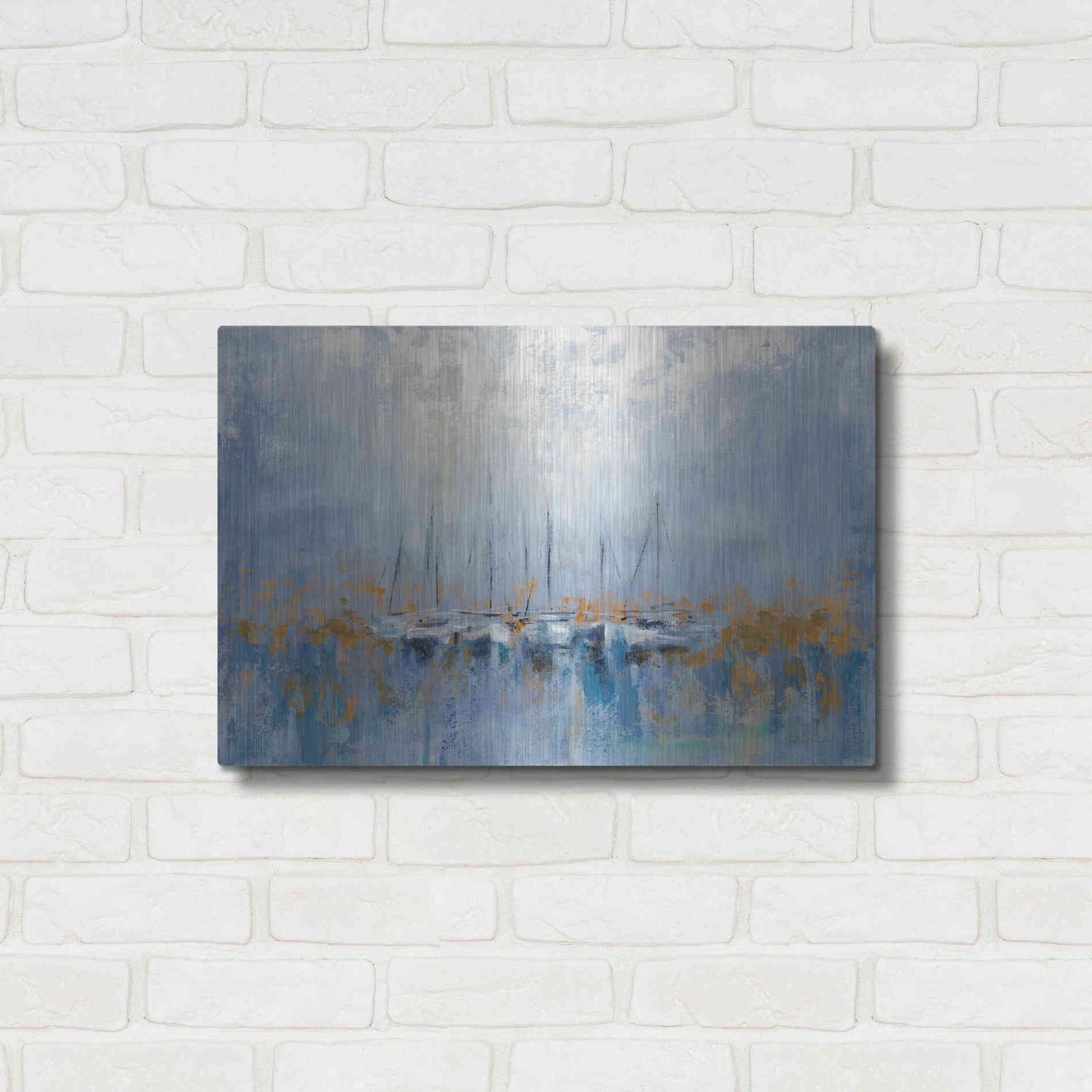 Luxe Metal Art 'Boats in the Harbor' by Silvia Vassileva, Metal Wall Art,24x16