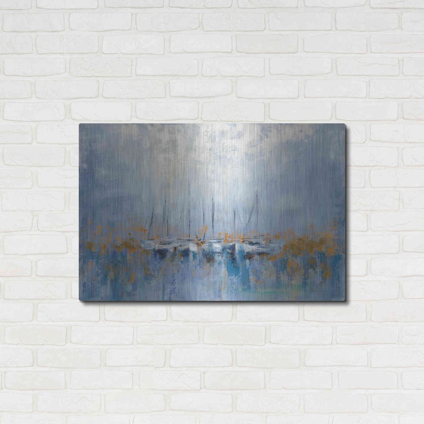 Luxe Metal Art 'Boats in the Harbor' by Silvia Vassileva, Metal Wall Art,36x24