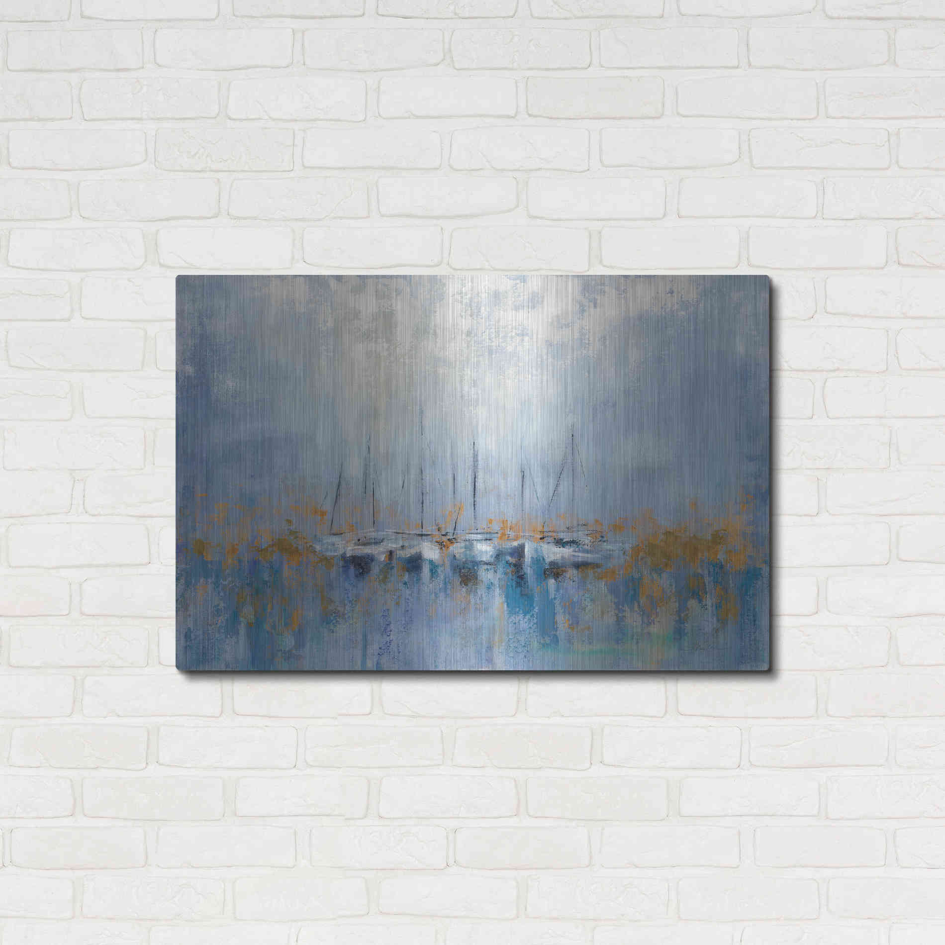 Luxe Metal Art 'Boats in the Harbor' by Silvia Vassileva, Metal Wall Art,36x24