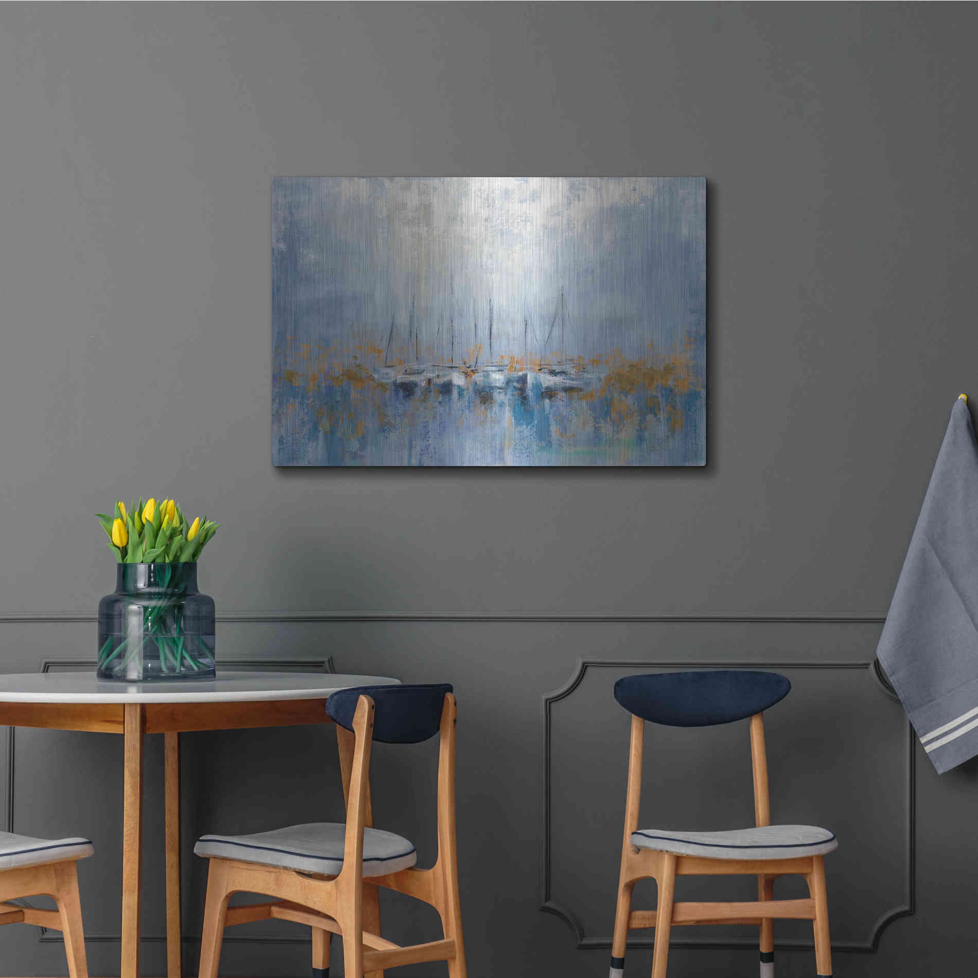 Luxe Metal Art 'Boats in the Harbor' by Silvia Vassileva, Metal Wall Art,36x24