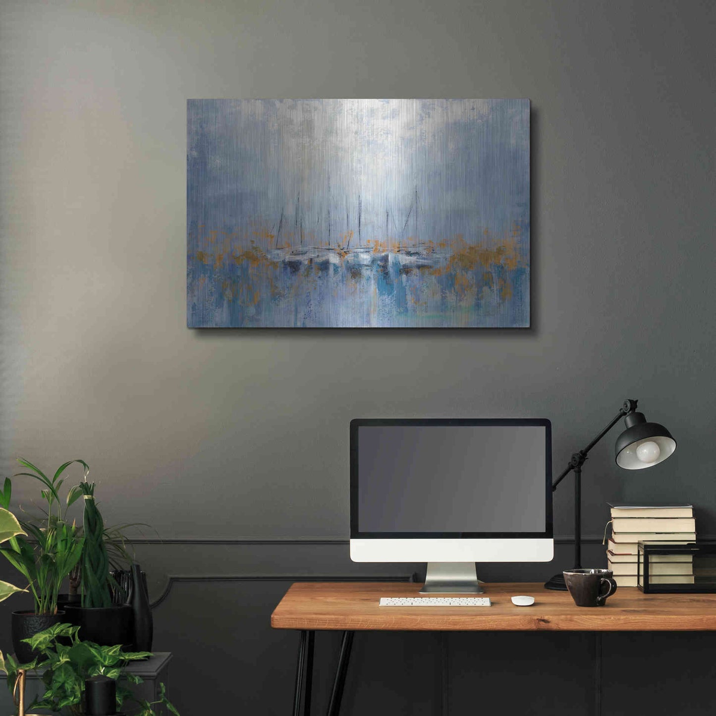 Luxe Metal Art 'Boats in the Harbor' by Silvia Vassileva, Metal Wall Art,36x24