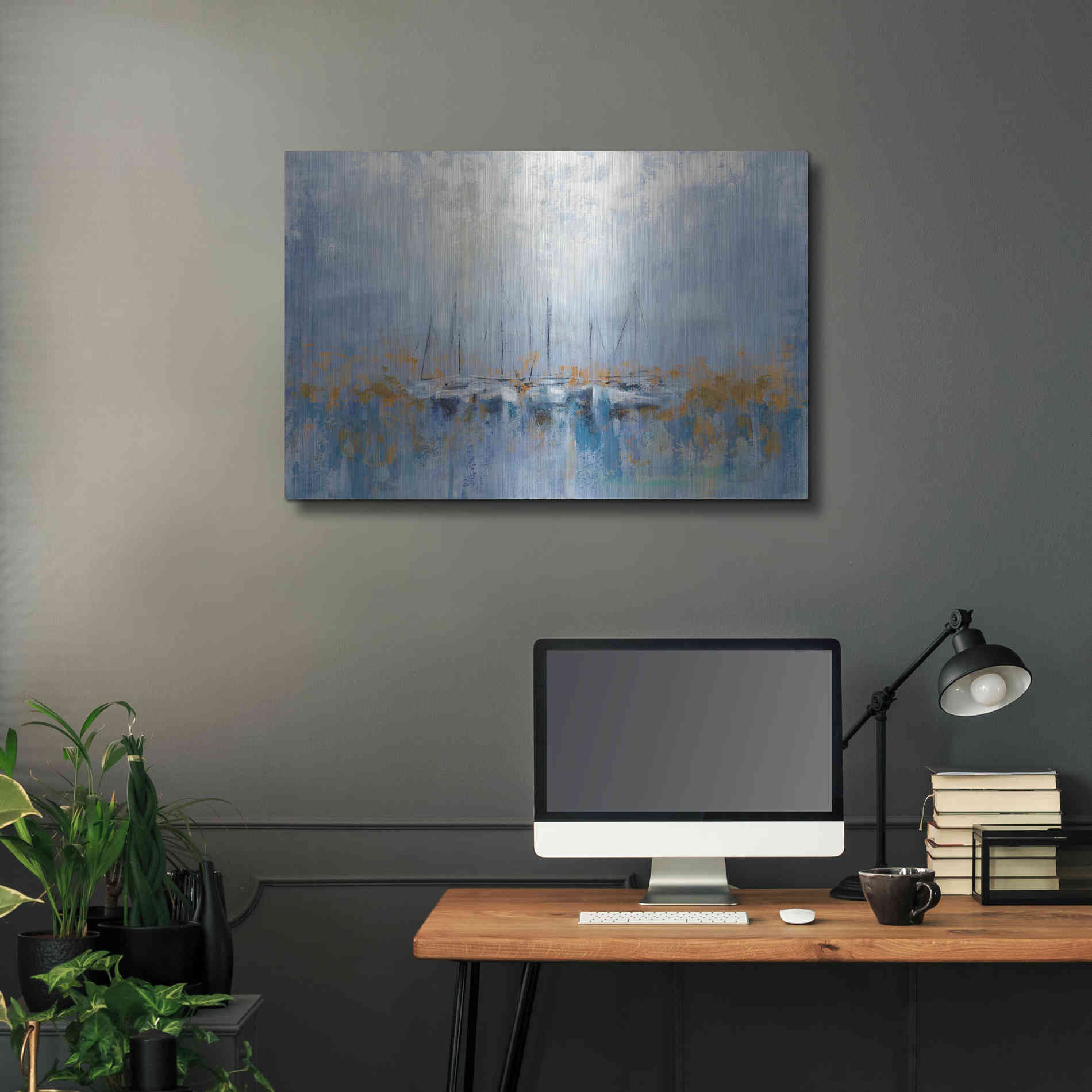 Luxe Metal Art 'Boats in the Harbor' by Silvia Vassileva, Metal Wall Art,36x24