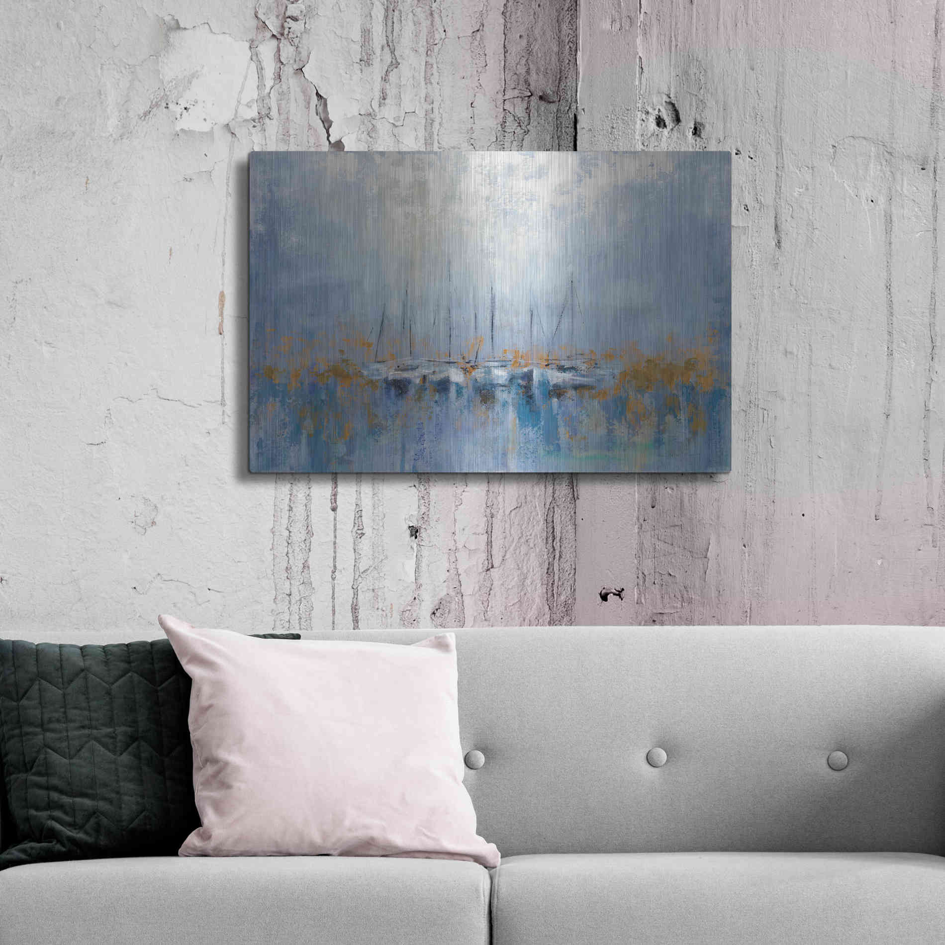 Luxe Metal Art 'Boats in the Harbor' by Silvia Vassileva, Metal Wall Art,36x24