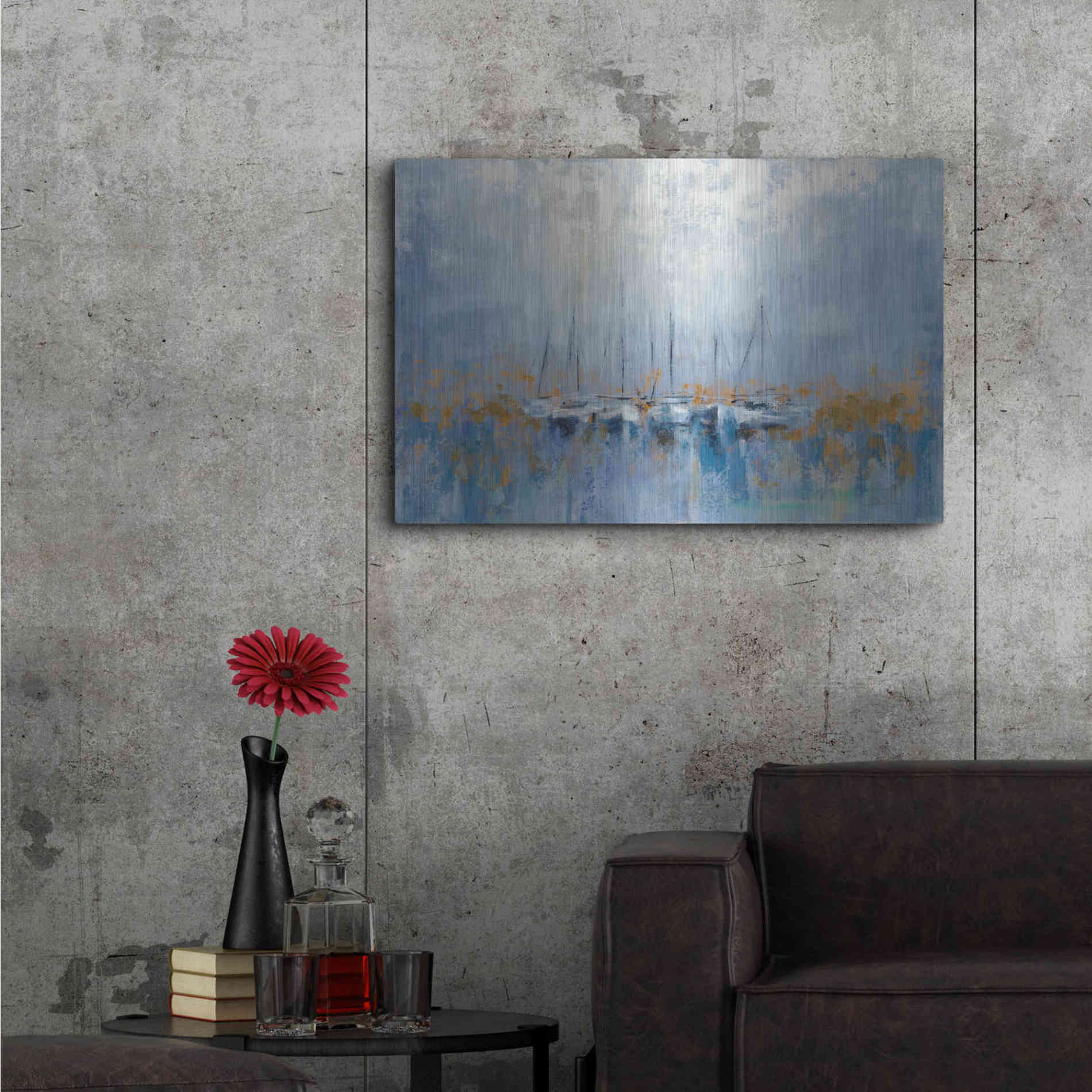 Luxe Metal Art 'Boats in the Harbor' by Silvia Vassileva, Metal Wall Art,36x24