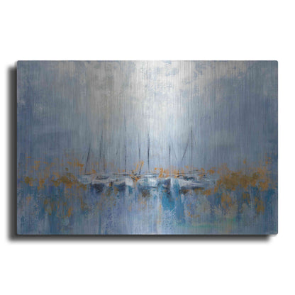 Luxe Metal Art 'Boats in the Harbor' by Silvia Vassileva, Metal Wall Art