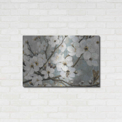 Luxe Metal Art 'Cherry Blossoms I BLUE' by James Wiens, Metal Wall Art,36x24