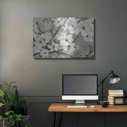 Luxe Metal Art 'Cherry Blossoms I BLUE' by James Wiens, Metal Wall Art,36x24