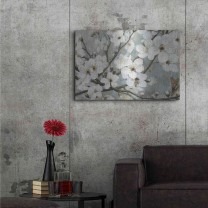 Luxe Metal Art 'Cherry Blossoms I BLUE' by James Wiens, Metal Wall Art,36x24