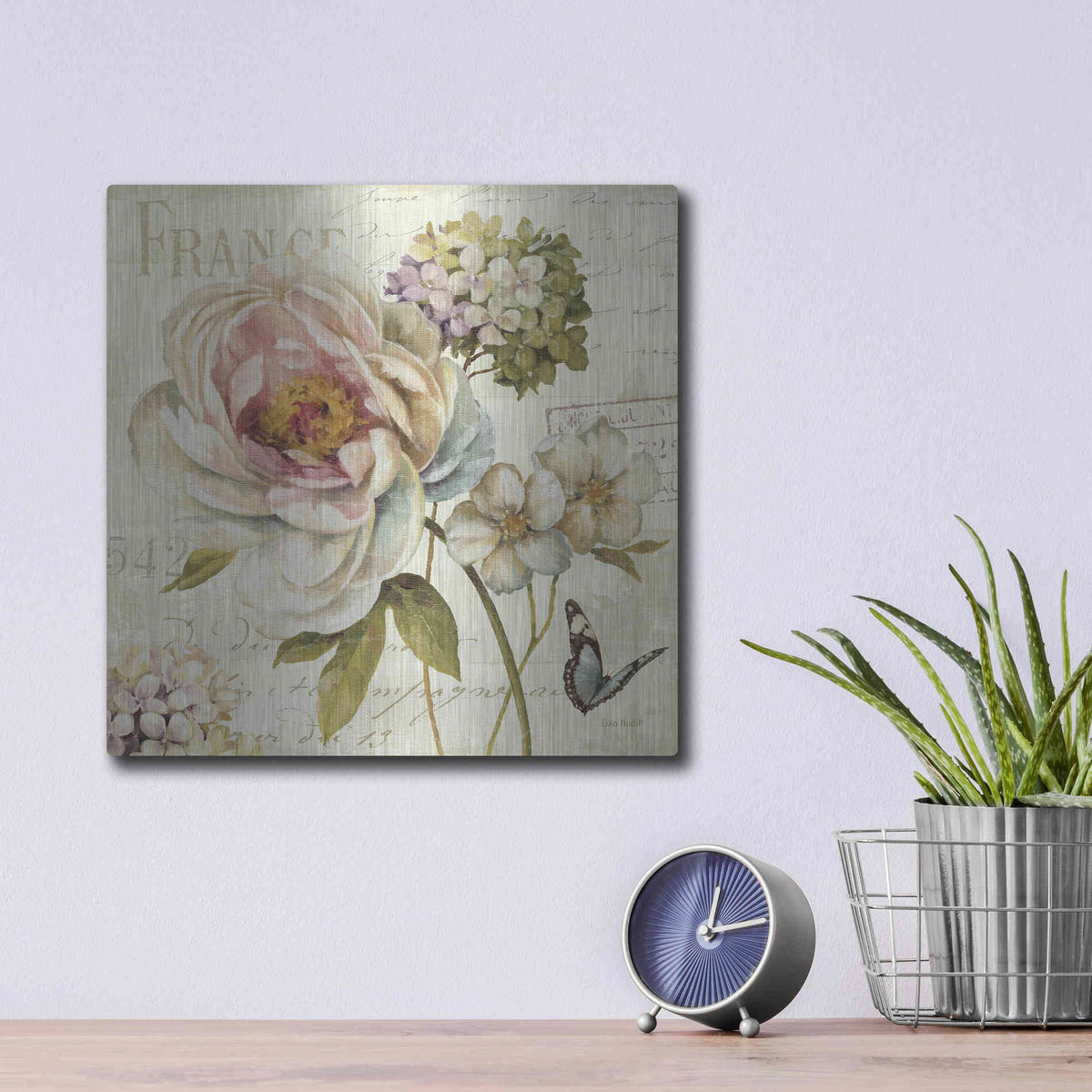 Luxe Metal Art 'Marche de Fleurs III' by Lisa Audit, Metal Wall Art,,12x12