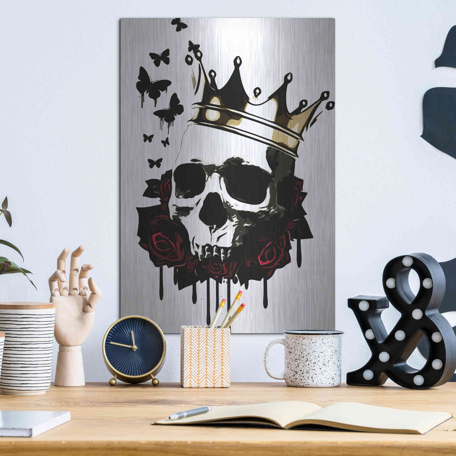 Luxe Metal Art 'El Rey de la Muerte' by Nicklas Gustafsson, Metal Wall Art,12x16