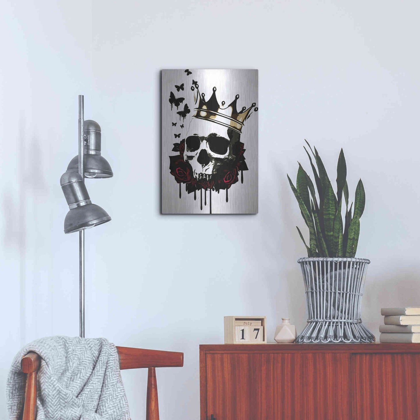 Luxe Metal Art 'El Rey de la Muerte' by Nicklas Gustafsson, Metal Wall Art,16x24