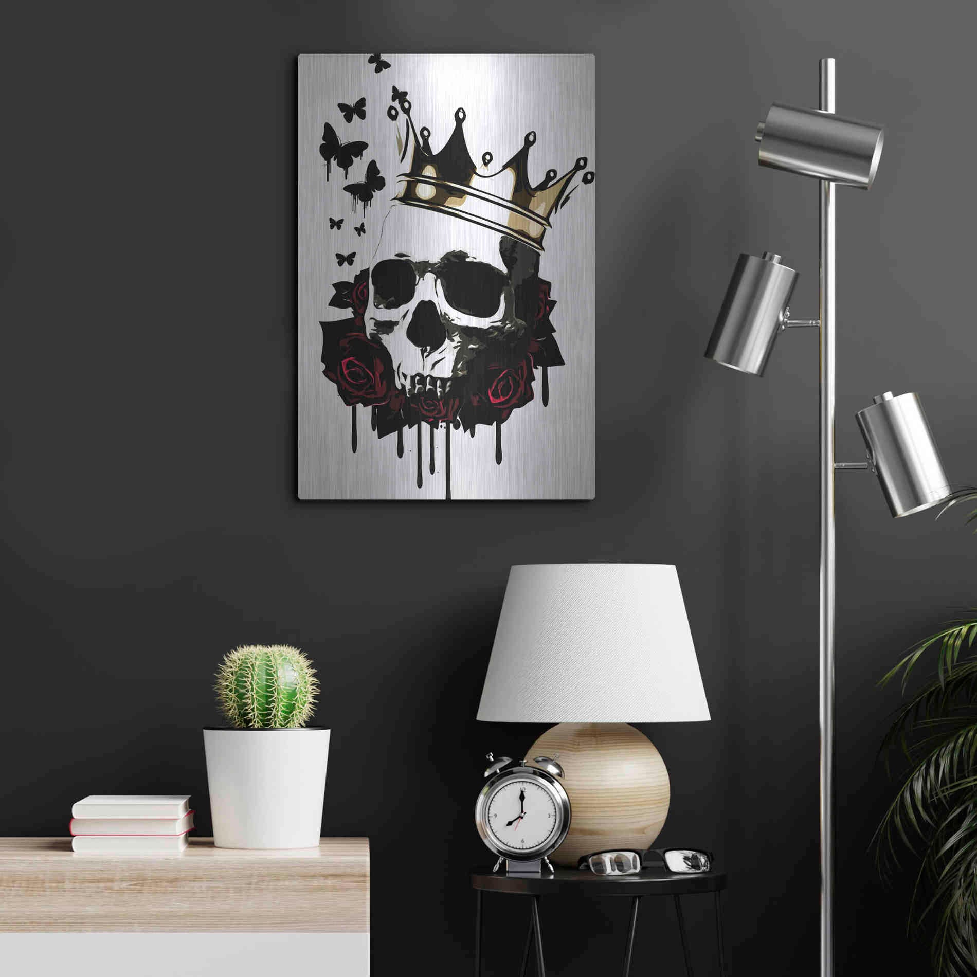Luxe Metal Art 'El Rey de la Muerte' by Nicklas Gustafsson, Metal Wall Art,16x24