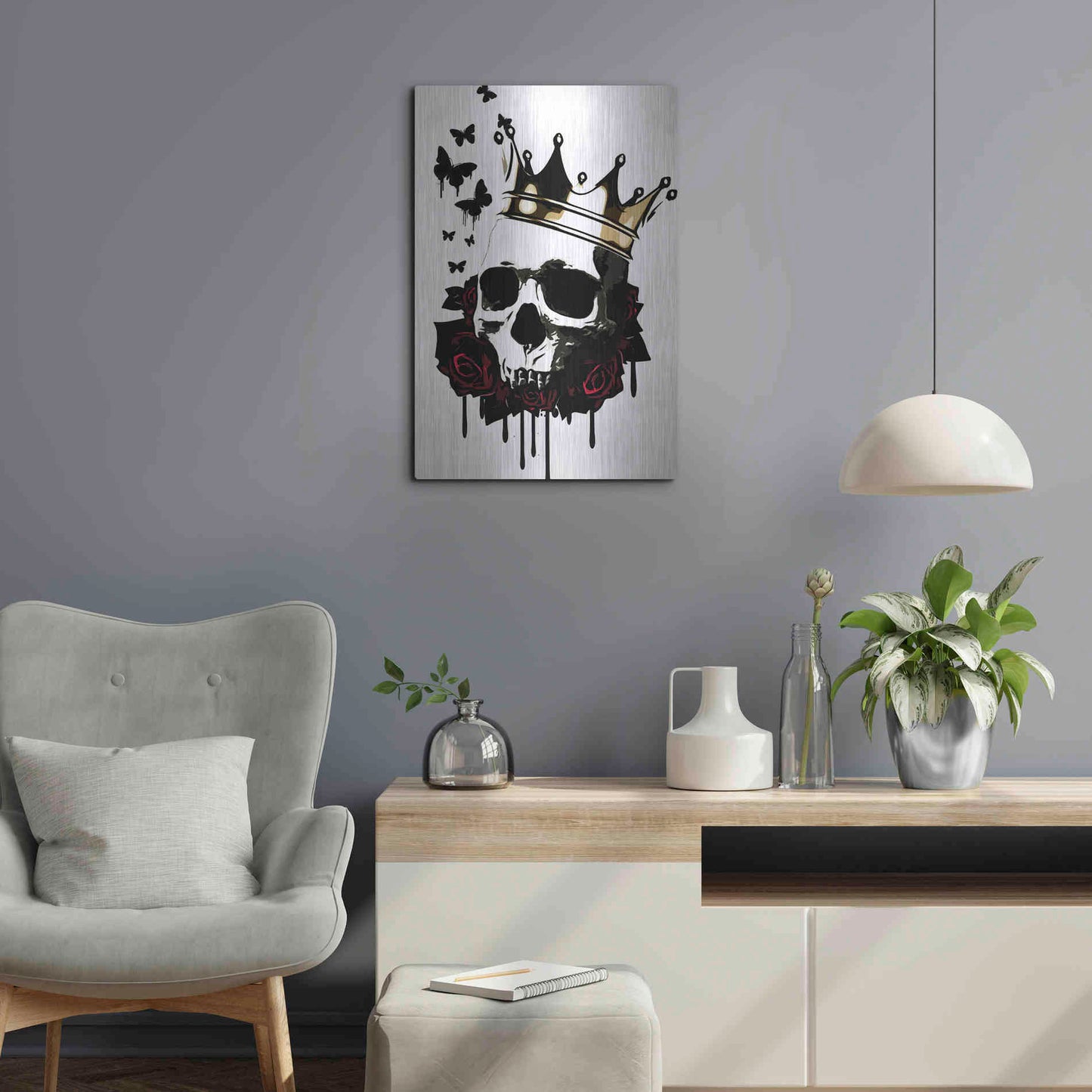 Luxe Metal Art 'El Rey de la Muerte' by Nicklas Gustafsson, Metal Wall Art,16x24