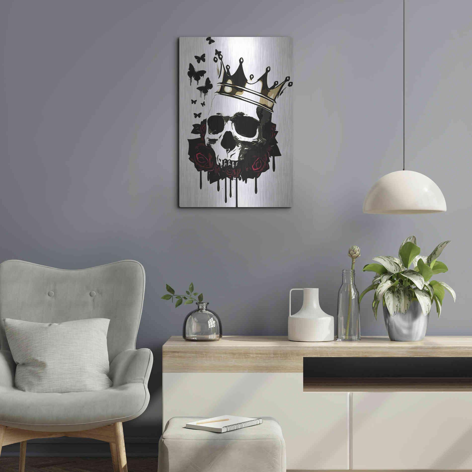 Luxe Metal Art 'El Rey de la Muerte' by Nicklas Gustafsson, Metal Wall Art,16x24