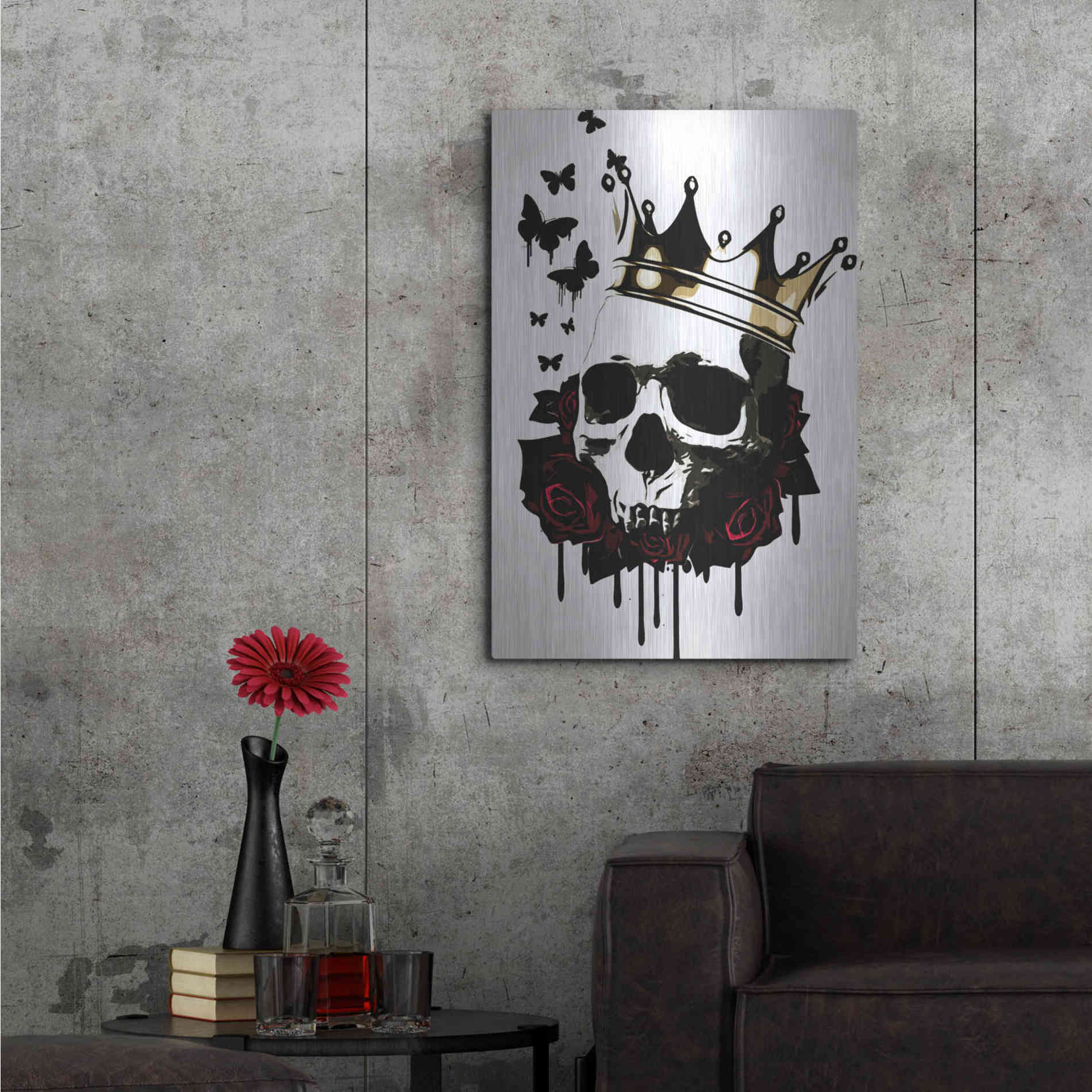 Luxe Metal Art 'El Rey de la Muerte' by Nicklas Gustafsson, Metal Wall Art,24x36