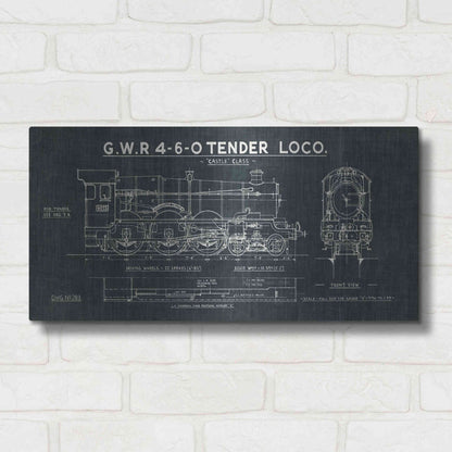 Luxe Metal Art 'Train Blueprint III' by Wild Apple Portfolio, Metal Wall Art,24x12