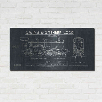 Luxe Metal Art 'Train Blueprint III' by Wild Apple Portfolio, Metal Wall Art,48x24