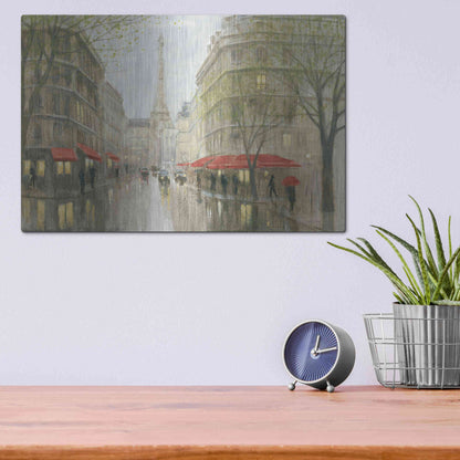 Luxe Metal Art 'Impression of Paris' by Myles Sullivan, Metal Wall Art,16x12