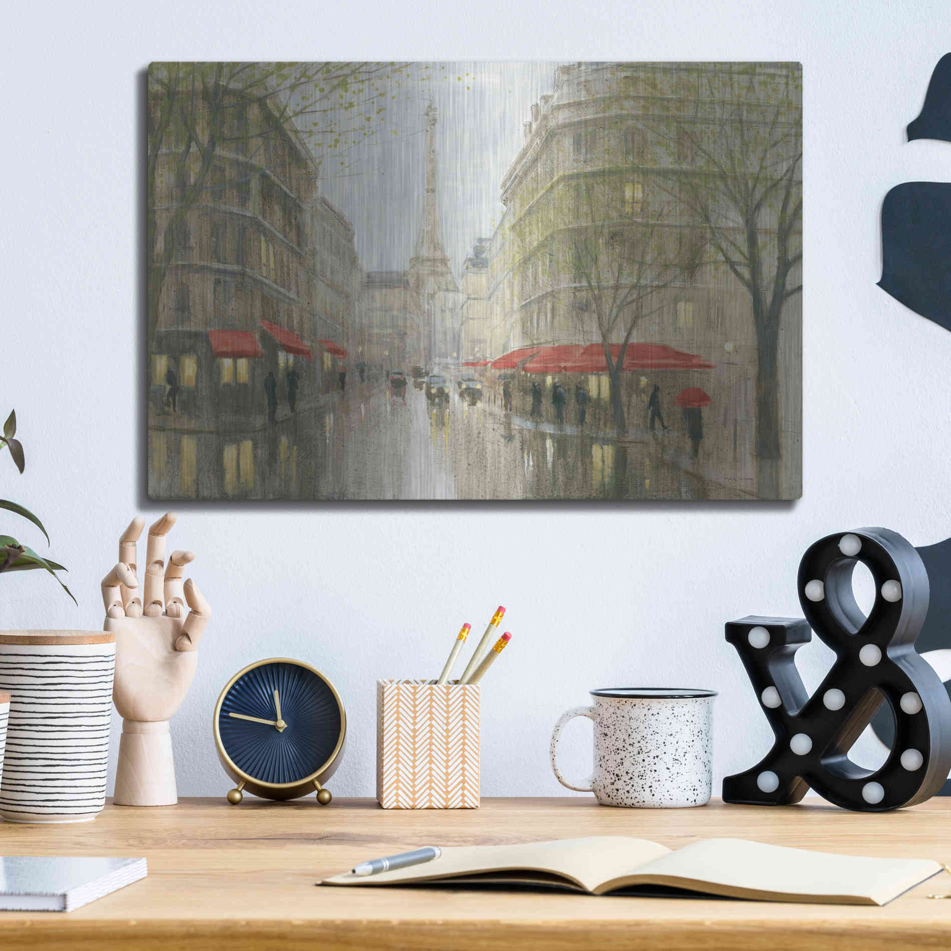 Luxe Metal Art 'Impression of Paris' by Myles Sullivan, Metal Wall Art,16x12