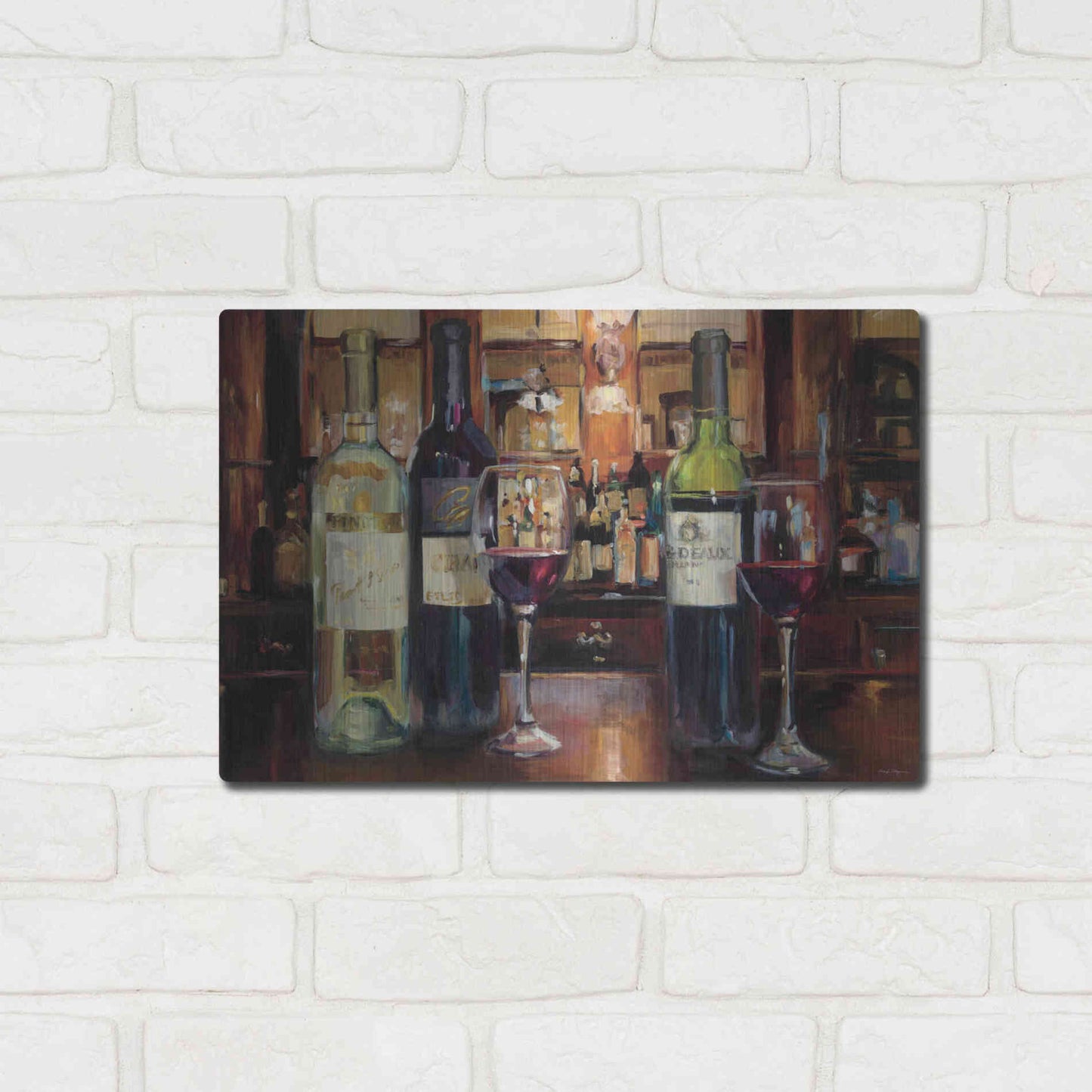 Luxe Metal Art 'A Reflection of Wine' by Marilyn Hageman, Metal Wall Art,16x12