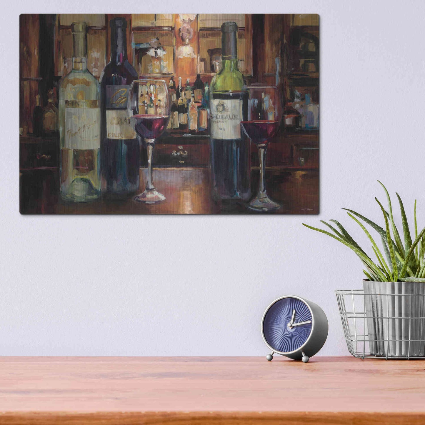 Luxe Metal Art 'A Reflection of Wine' by Marilyn Hageman, Metal Wall Art,16x12