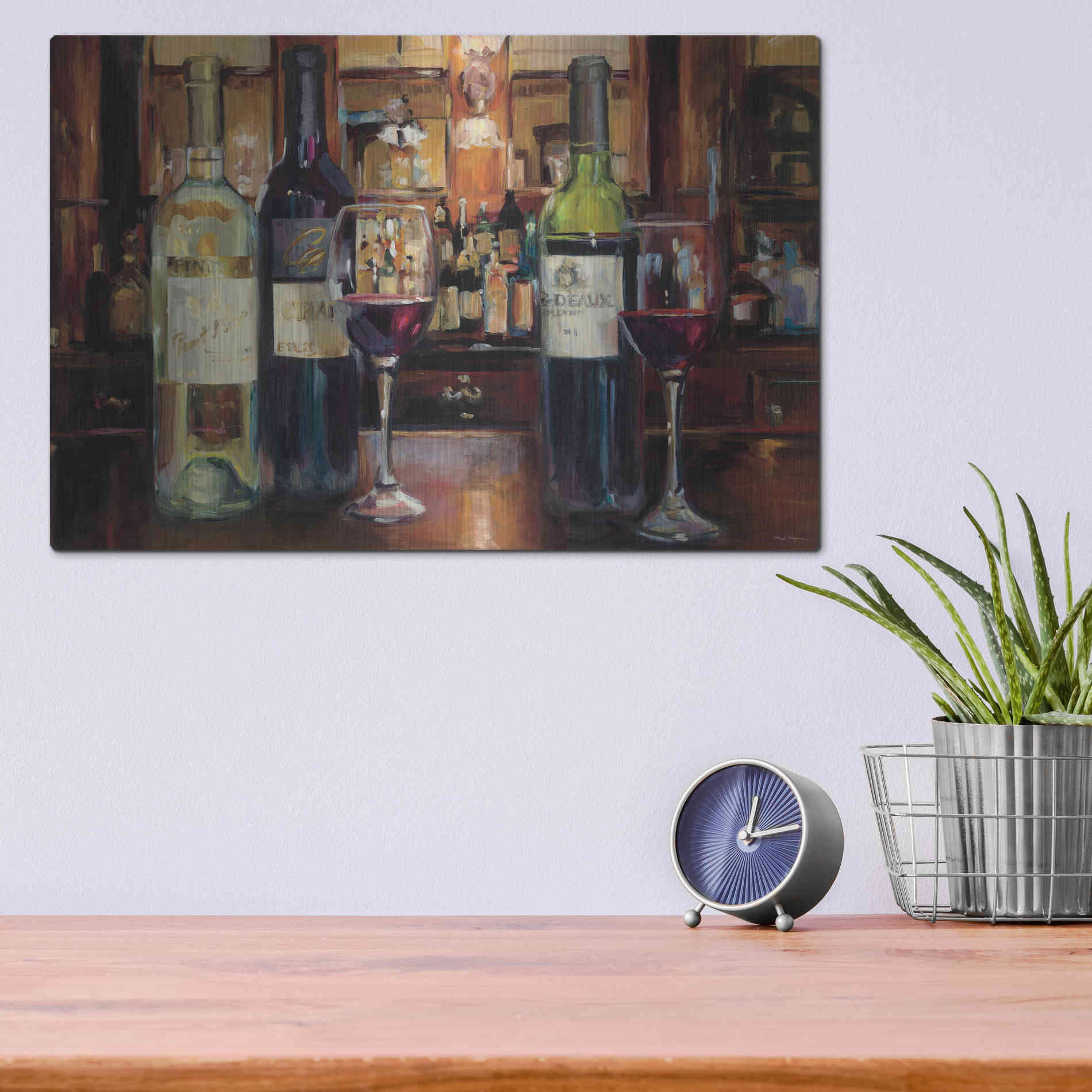 Luxe Metal Art 'A Reflection of Wine' by Marilyn Hageman, Metal Wall Art,16x12