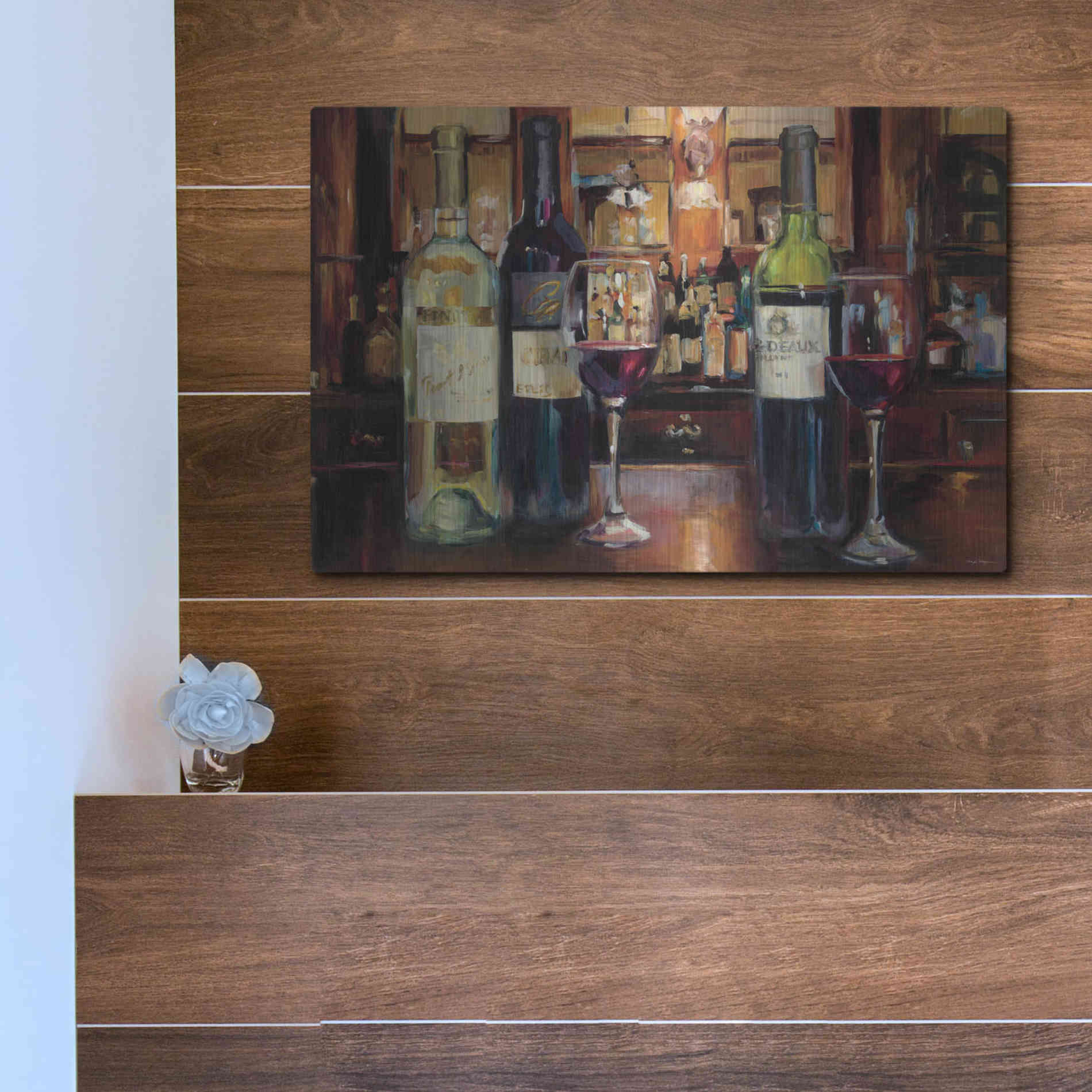 Luxe Metal Art 'A Reflection of Wine' by Marilyn Hageman, Metal Wall Art,16x12