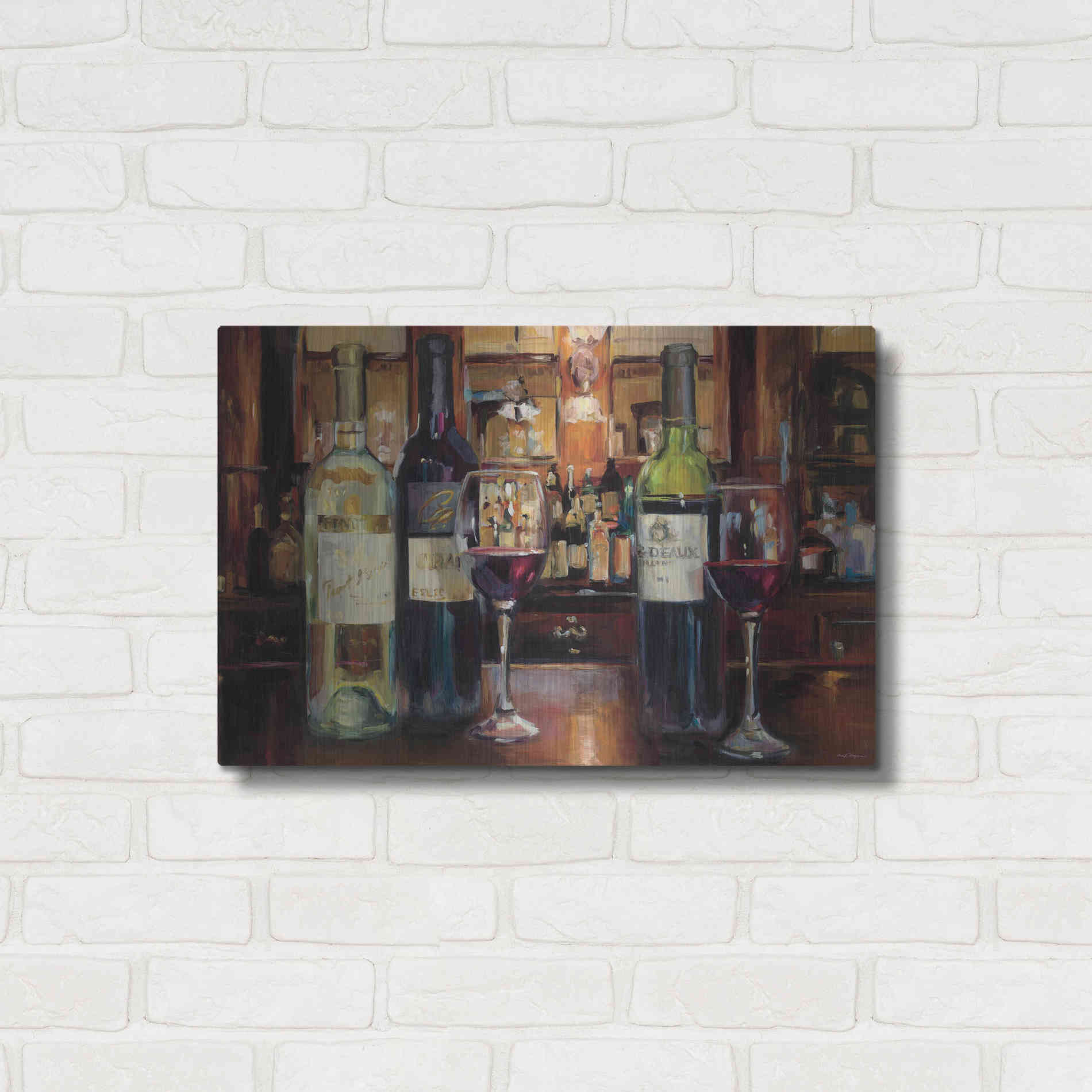 Luxe Metal Art 'A Reflection of Wine' by Marilyn Hageman, Metal Wall Art,24x16