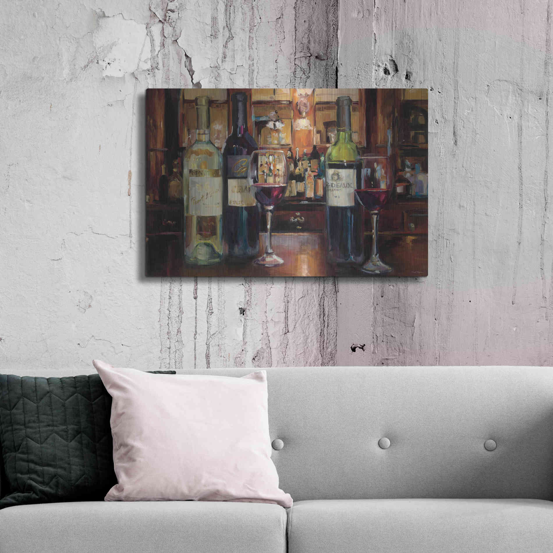 Luxe Metal Art 'A Reflection of Wine' by Marilyn Hageman, Metal Wall Art,36x24