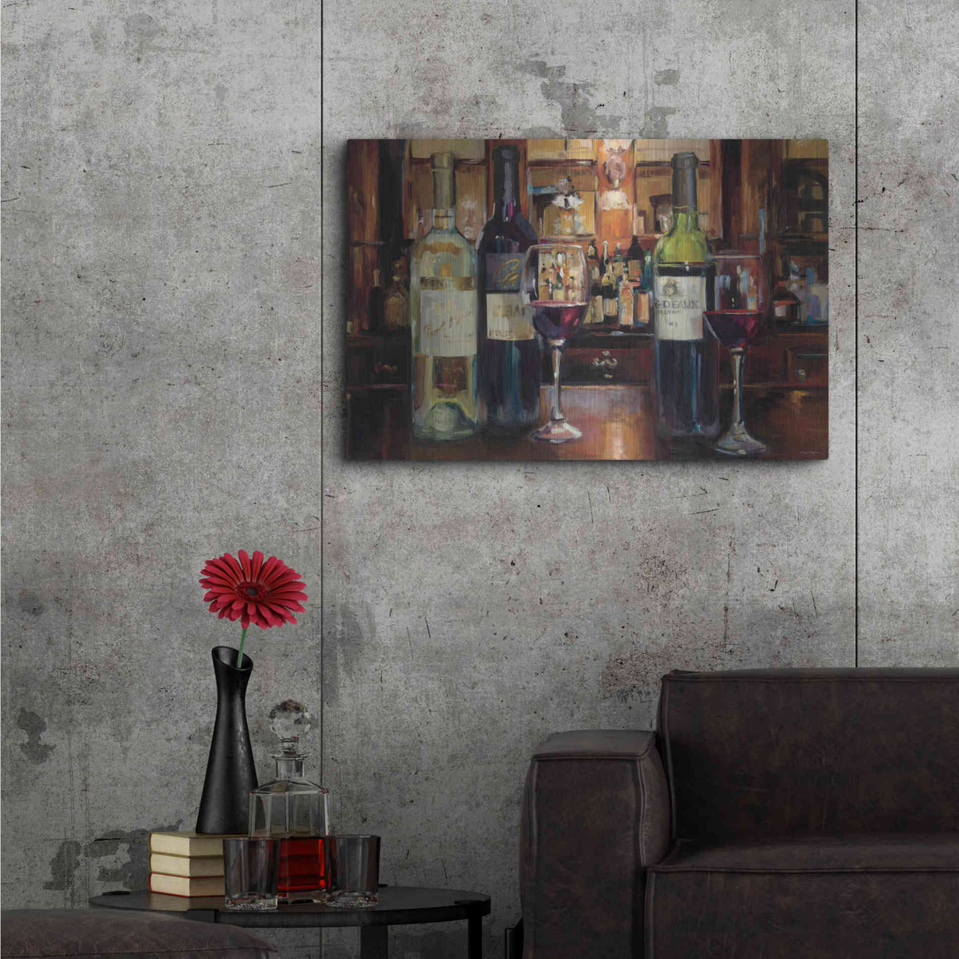 Luxe Metal Art 'A Reflection of Wine' by Marilyn Hageman, Metal Wall Art,36x24
