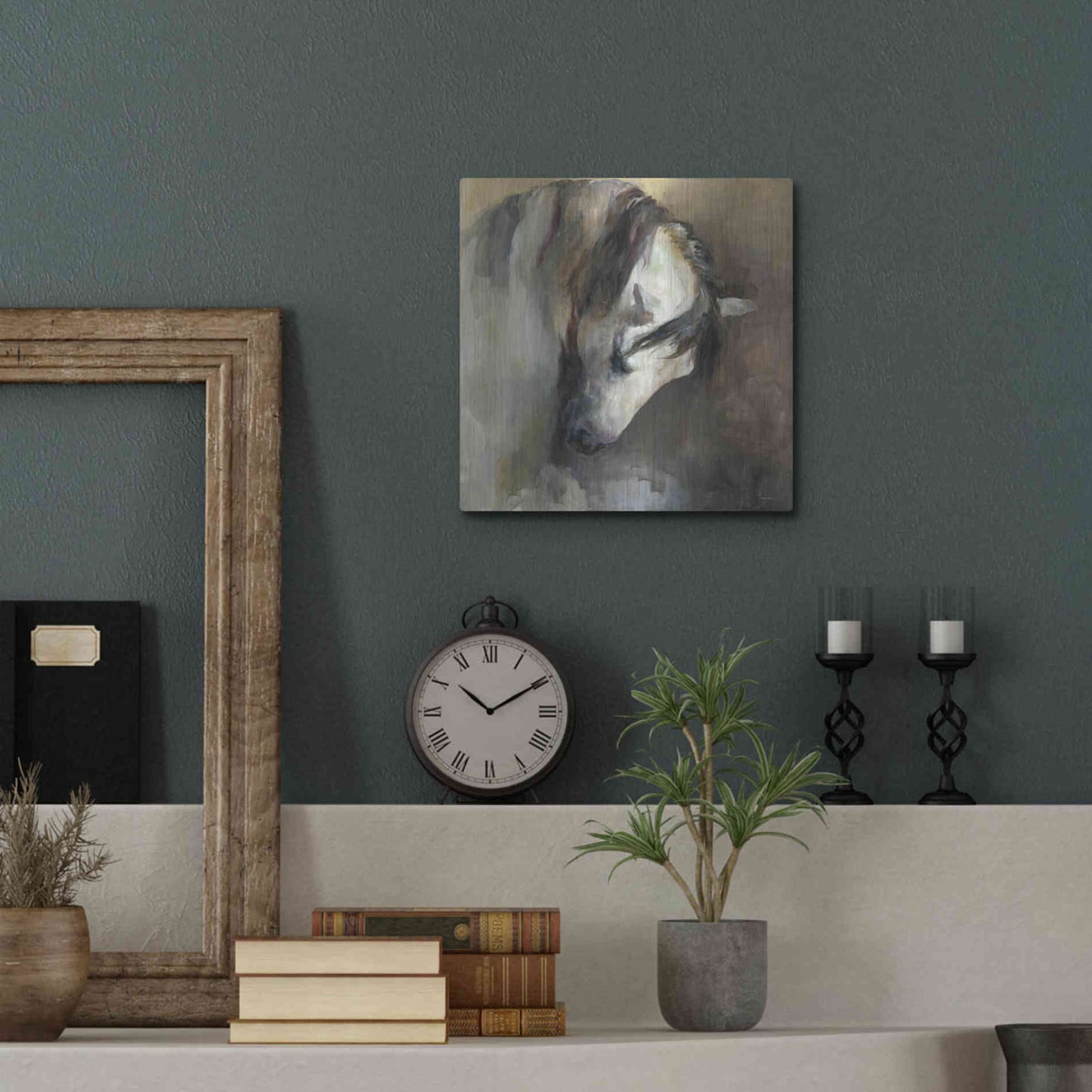 Luxe Metal Art 'Classical Horse' by Marilyn Hageman, Metal Wall Art,12x12