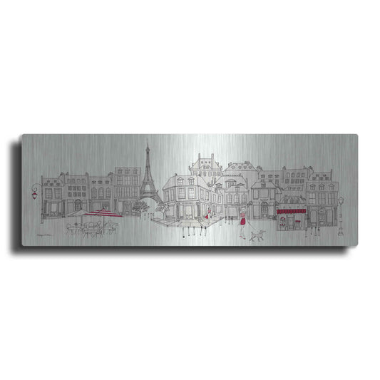 Luxe Metal Art 'World Cafe II Paris Panoramic' by Avery Tillmon, Metal Wall Art,3:1 L