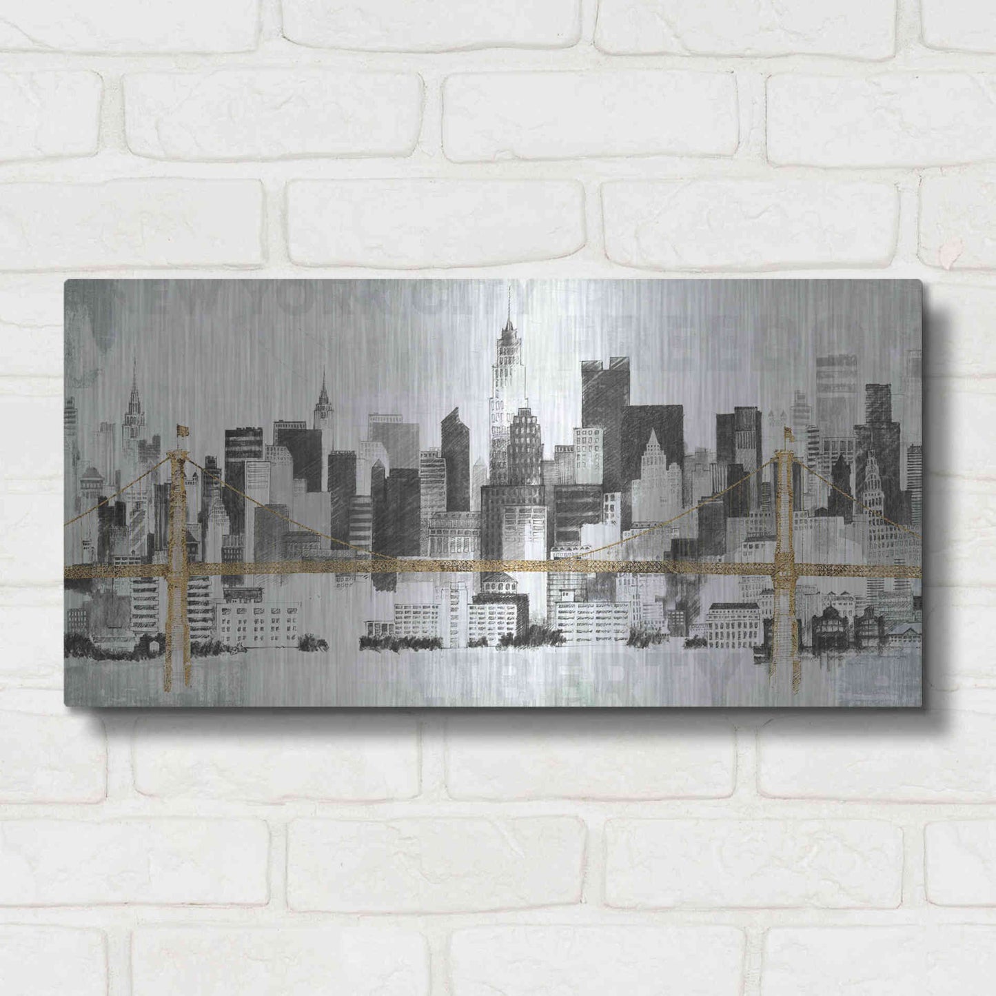 Luxe Metal Art 'New York Skyline II' by Avery Tillmon, Metal Wall Art,24x12