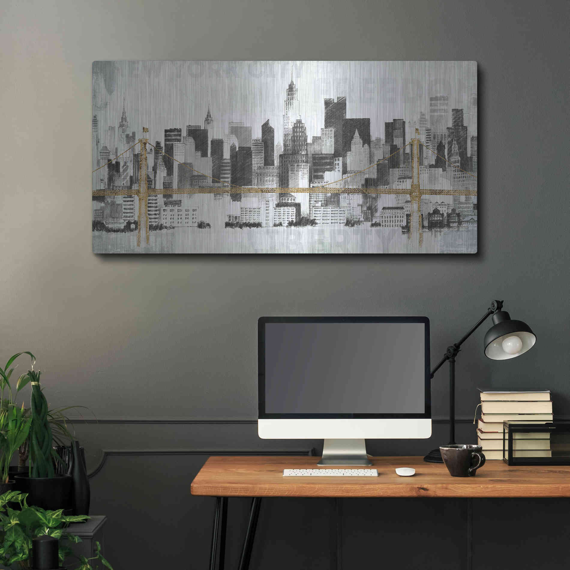 Luxe Metal Art 'New York Skyline II' by Avery Tillmon, Metal Wall Art,48x24