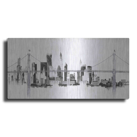 Luxe Metal Art 'Bridge And Skyline Silver' by Avery Tillmon, Metal Wall Art,2:1 L