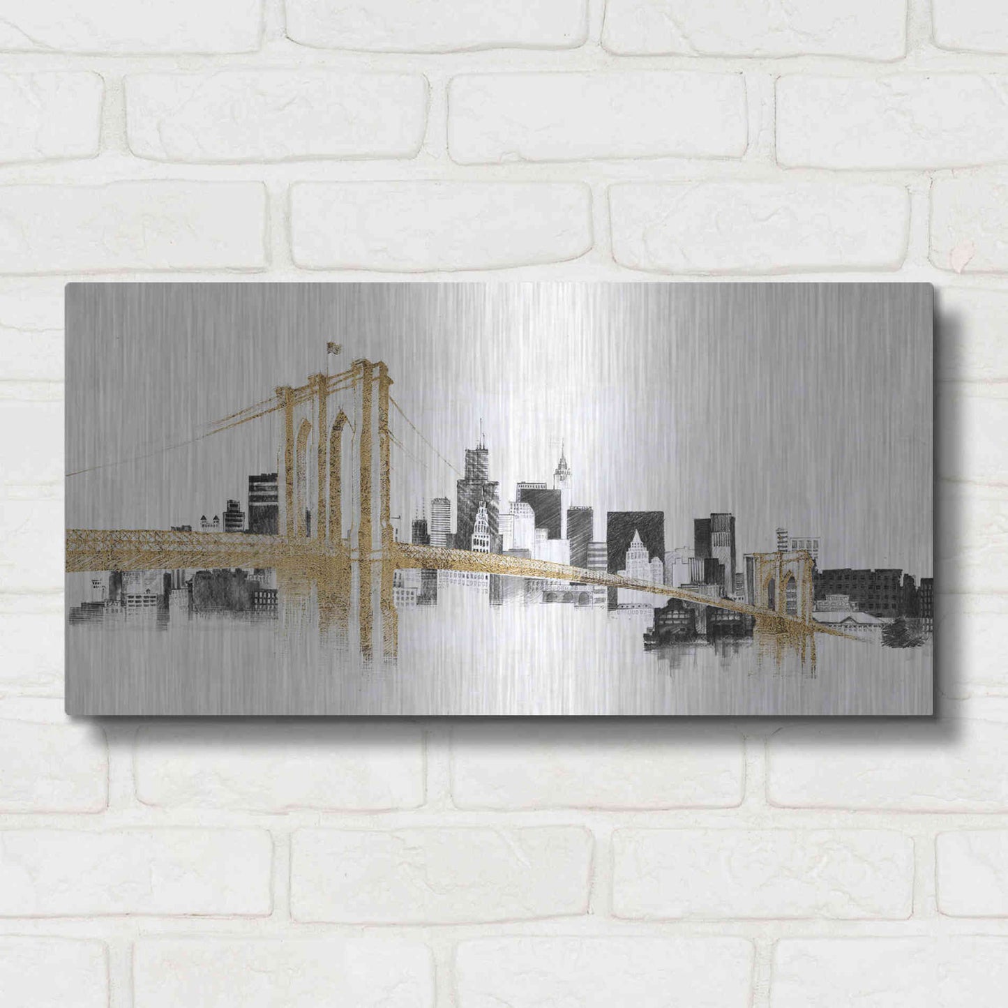 Luxe Metal Art 'Skyline Crossings' by Avery Tillmon, Metal Wall Art,24x12