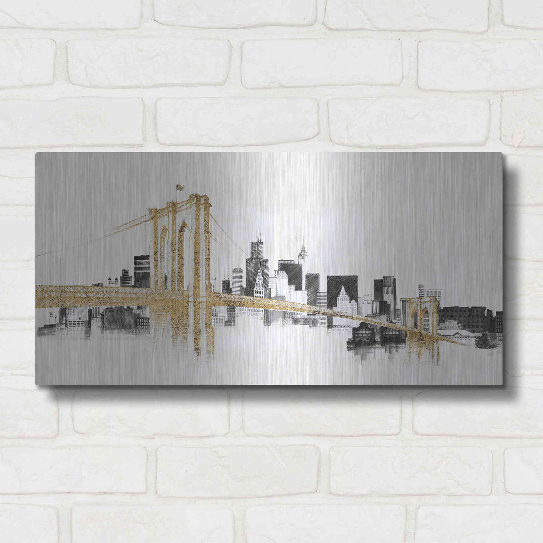 Luxe Metal Art 'Skyline Crossings' by Avery Tillmon, Metal Wall Art,24x12