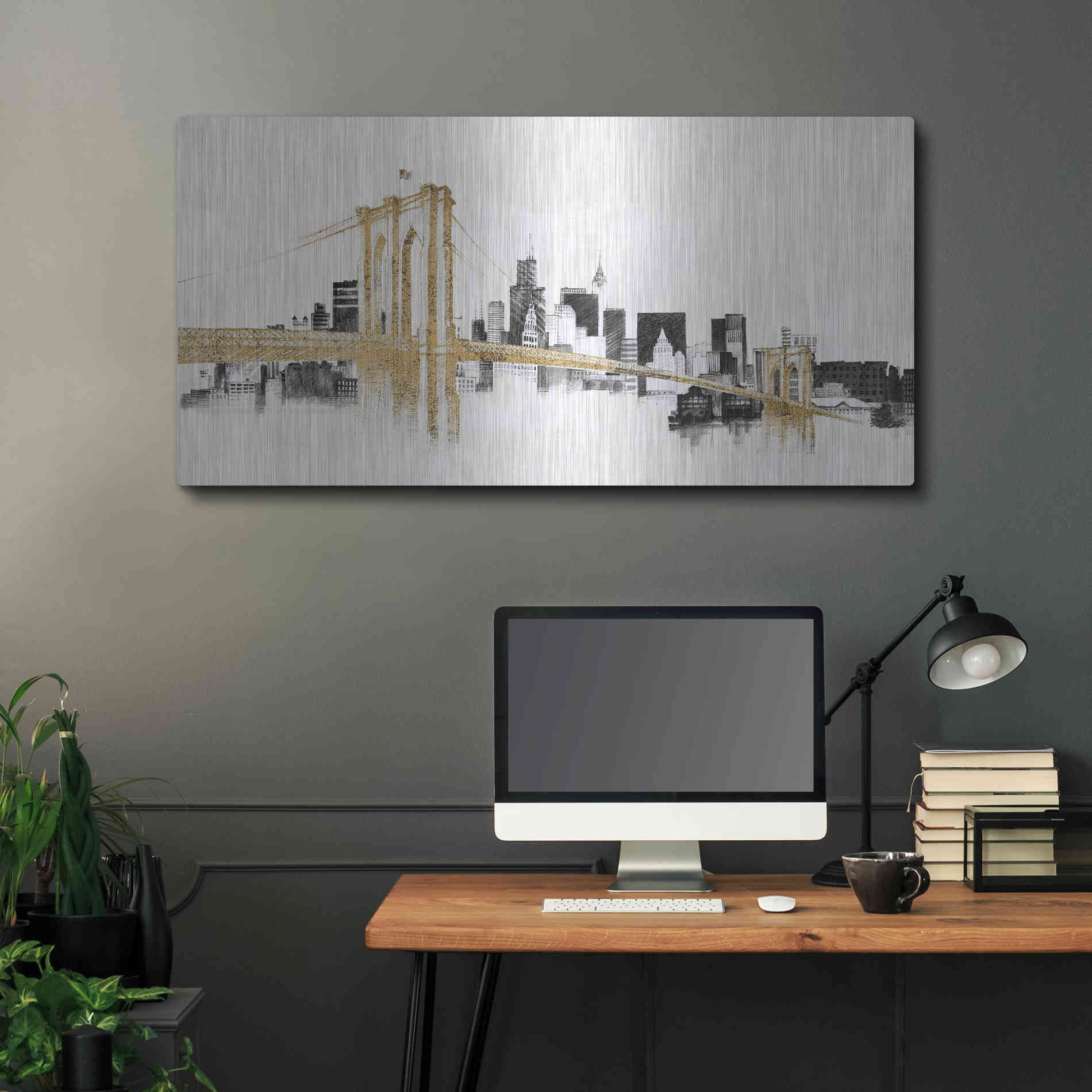 Luxe Metal Art 'Skyline Crossings' by Avery Tillmon, Metal Wall Art,48x24