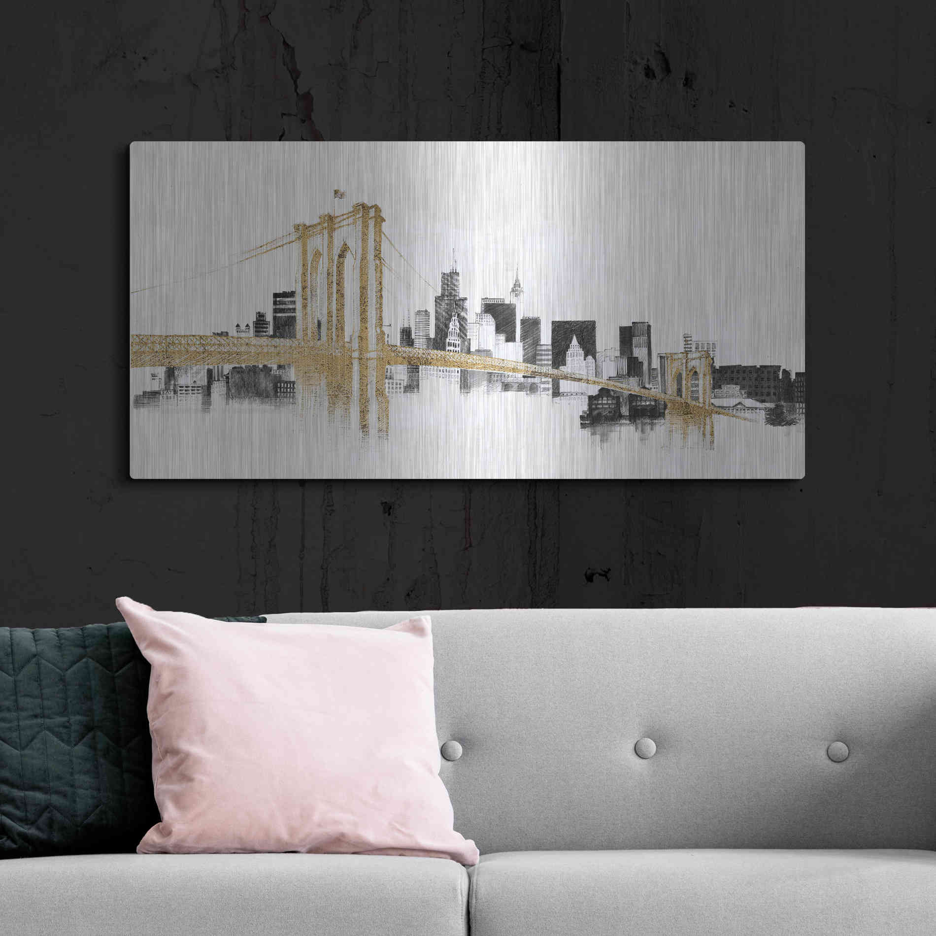 Luxe Metal Art 'Skyline Crossings' by Avery Tillmon, Metal Wall Art,48x24