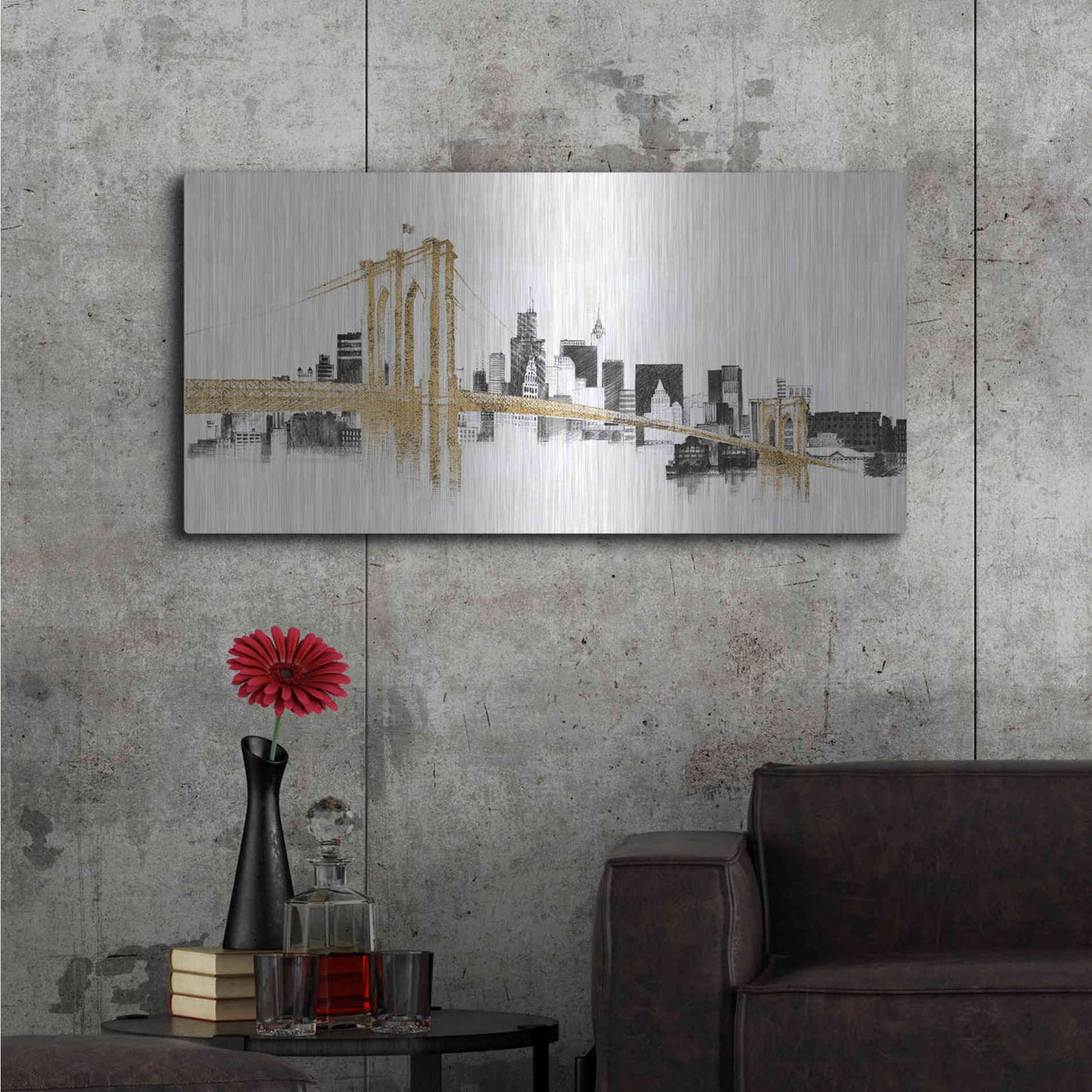 Luxe Metal Art 'Skyline Crossings' by Avery Tillmon, Metal Wall Art,48x24