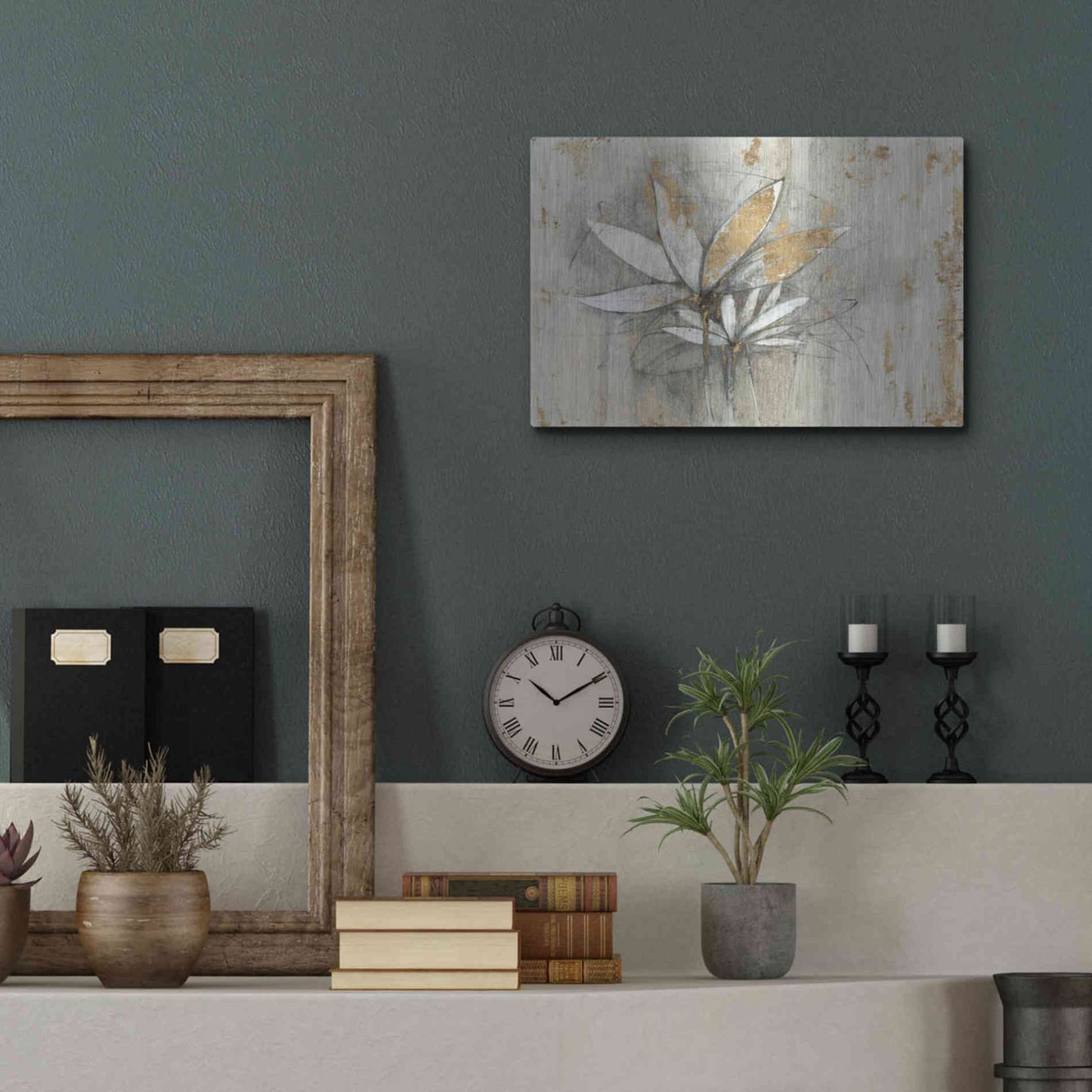 Luxe Metal Art 'Windflowers Gold' by Avery Tillmon, Metal Wall Art,16x12