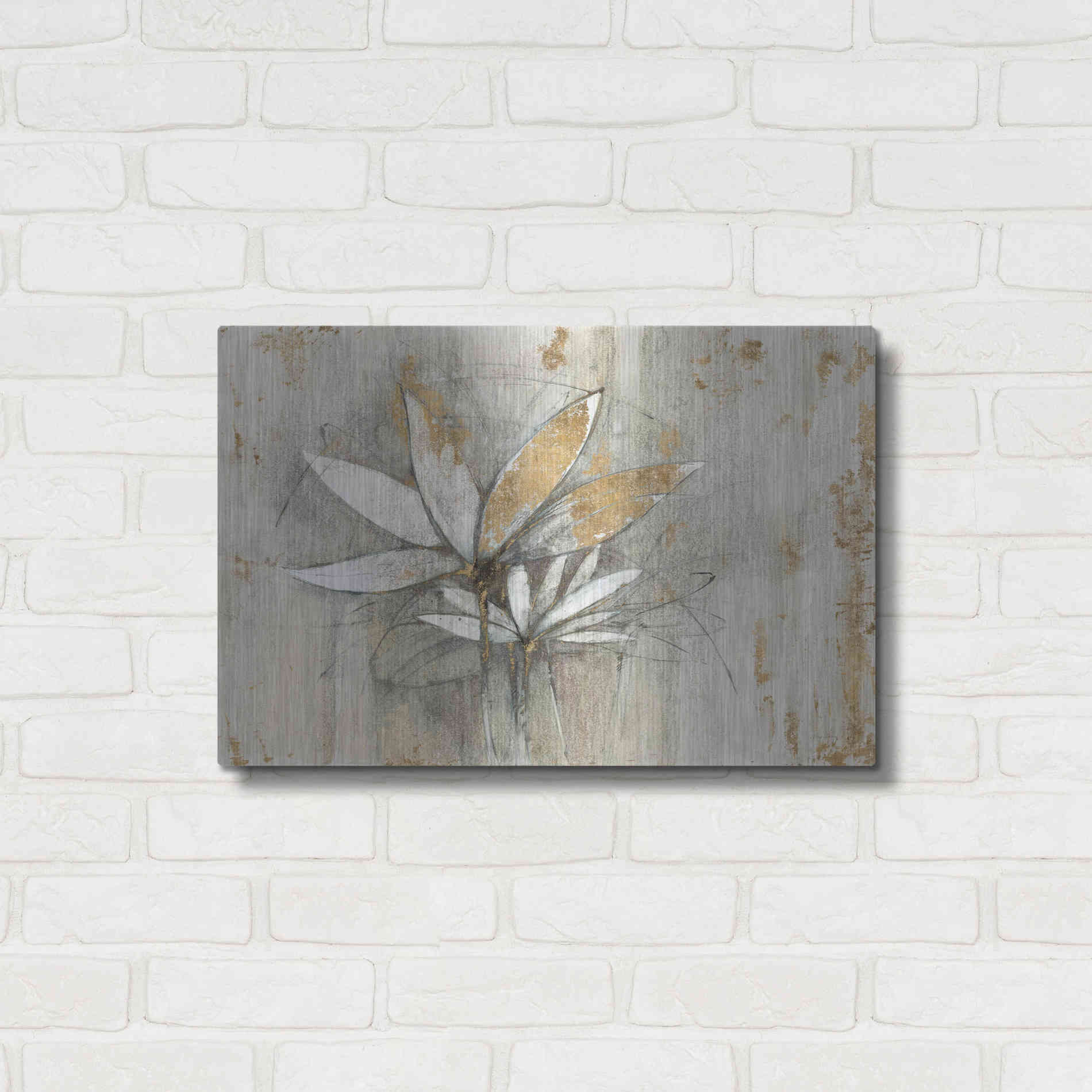 Luxe Metal Art 'Windflowers Gold' by Avery Tillmon, Metal Wall Art,24x16